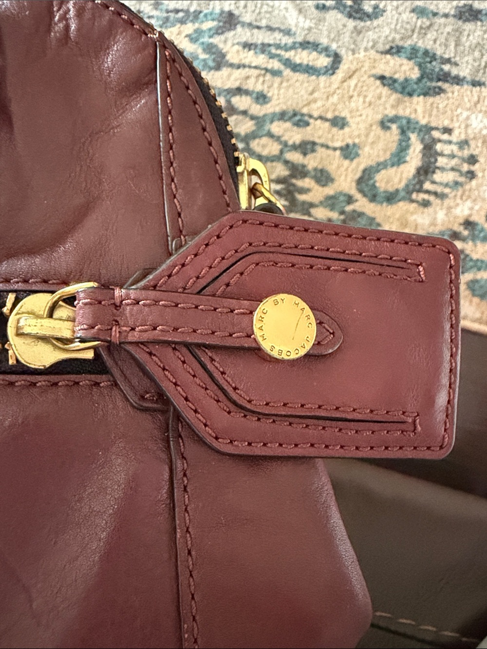Marc by Marc Jacobs Burgundy Leather Mini Satchel with Gold Hardware - Picture 8 of 8